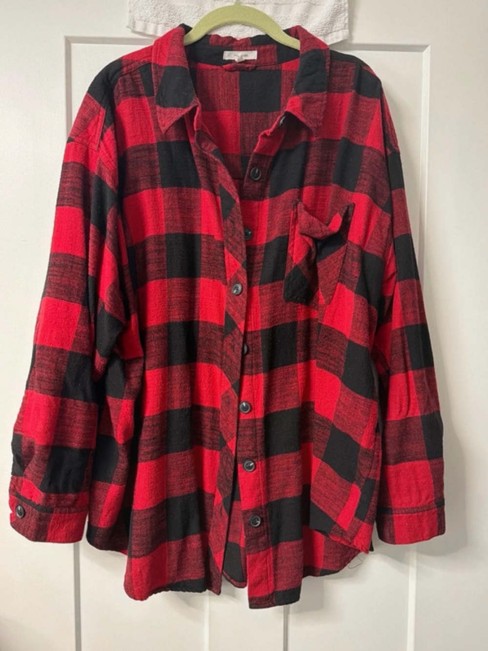 Old Navy Red and Black Plaid Button-Down Shirt